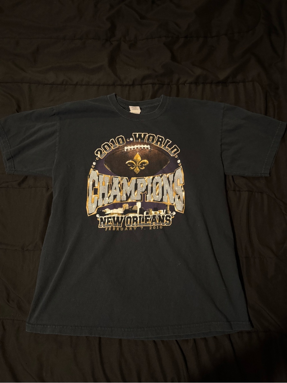 Gildan Black 2010 World Champions New Orleans Graphic Tee